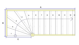 Vuren trap met onderkwart (rechtsom)