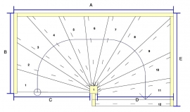 Vuren spiltrap met uitloop (rechtsom)