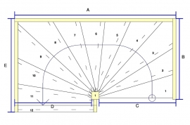 Vuren spiltrap met uitloop (linksom)