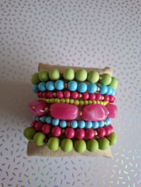 Set 8 delig- Roze/groen/turquoise