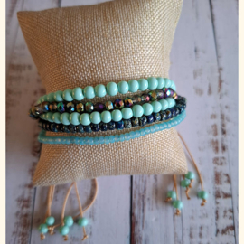 Armband string Glitter chique Aqua