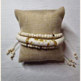 Armband string ivoor-goud tube