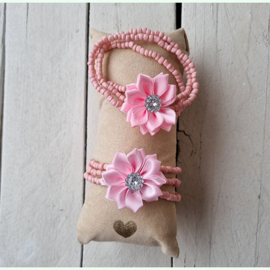 Bloemenarmband roze - licht wikkel blush