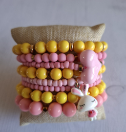 Set 8 delig- Roze/geel