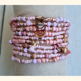 wikkelarmband oud roze smaller Beads