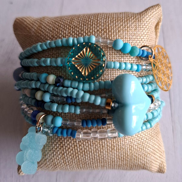 Wikkelarmband - Blauw Beer