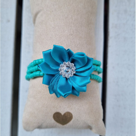 Bloemenarmband Teal wikkel