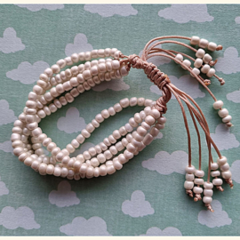 Armband string uni Gebroken wit