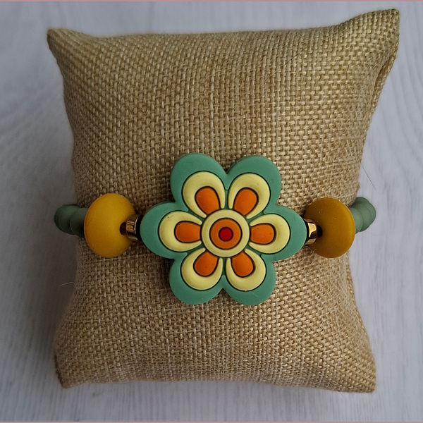 Armband Bloem oud groen