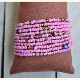 wikkelarmband Roze Just  smaller Beads