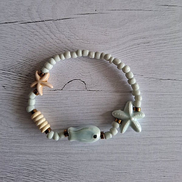 Armband Vis lichtblauw/ivoor