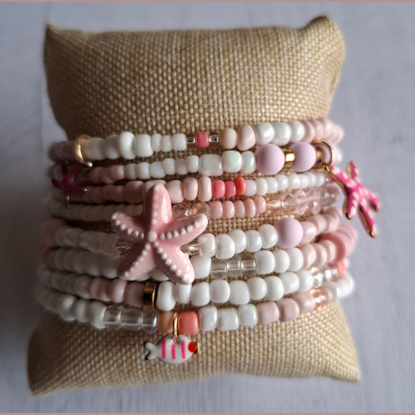 Wikkelarmband - Wit/Roze Pastel