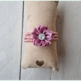 Bloemenarmband roze - mauve 2