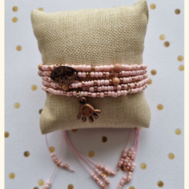 Armband string oud roze-brons