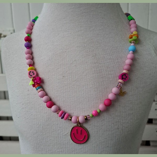 Ketting Smiley - Fuchsia