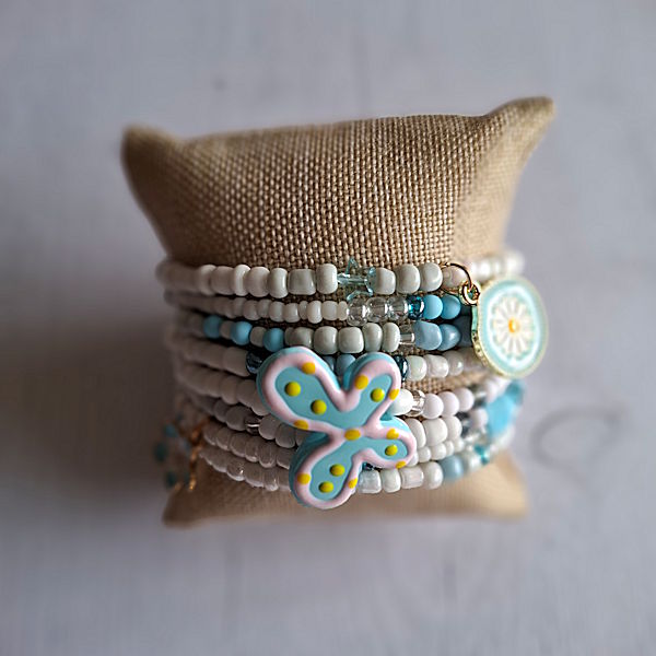 Wikkelarmband - Wit/Blauw