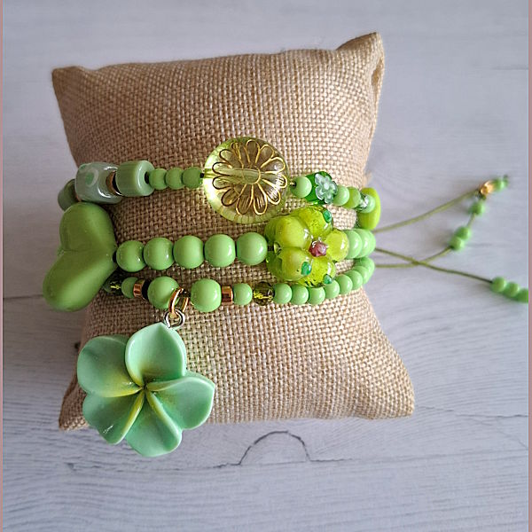 Armband string Flower Green