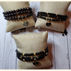 Armband string diversen Zwart met slotje