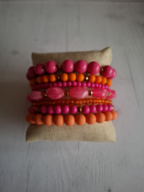 Set 7 delig- Roze/oranje