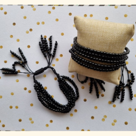 Armband string uni Zwart 4 + 3MM