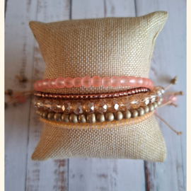 Armband string Glitter chique Zalm