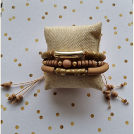 Armband string Bruin/Goud