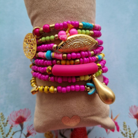Wikkelarmband Hot Pink 8*