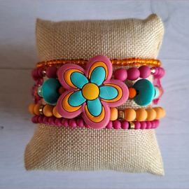 Armband Set Bloem Fuchsia