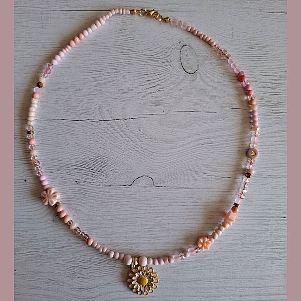 Ketting Bloem - Licht Roze