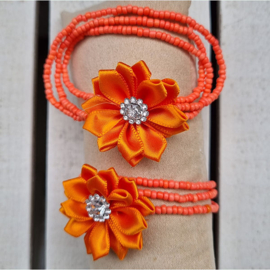 Bloemenarmband Oranje wikkel L