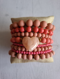 Set 8 delig- Oud Roze met hart