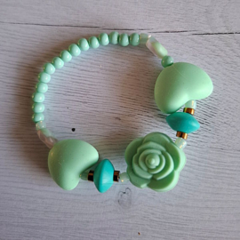 Armband Bloem/Hart groen
