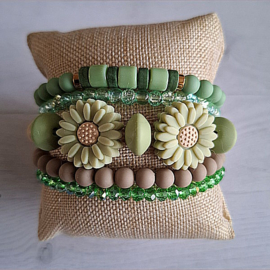 Armband Set Bloem Mint Groen