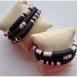 Armband Set Tubes Black/Rose