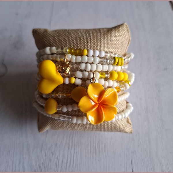 Wikkelarmband - Wit/Geel