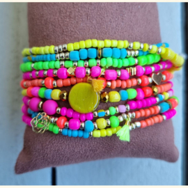 wikkelarmband Neon smaller Beads