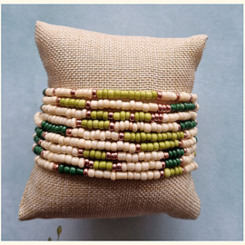 wikkelarmband Groen smaller Beads
