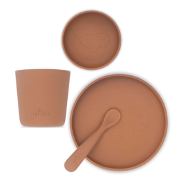 Kinderserviesset Silliconen Caramel