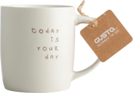 GUSTA - Mok TODAY IS YOUR DAY - Beige - keramiek