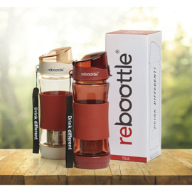Reboottle Tea Beige & Rood - Duurzame Drinkfles