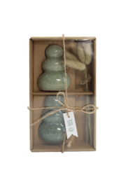 Gift Atelier- Giftset Vaasjes met Droogbloemen - Groen