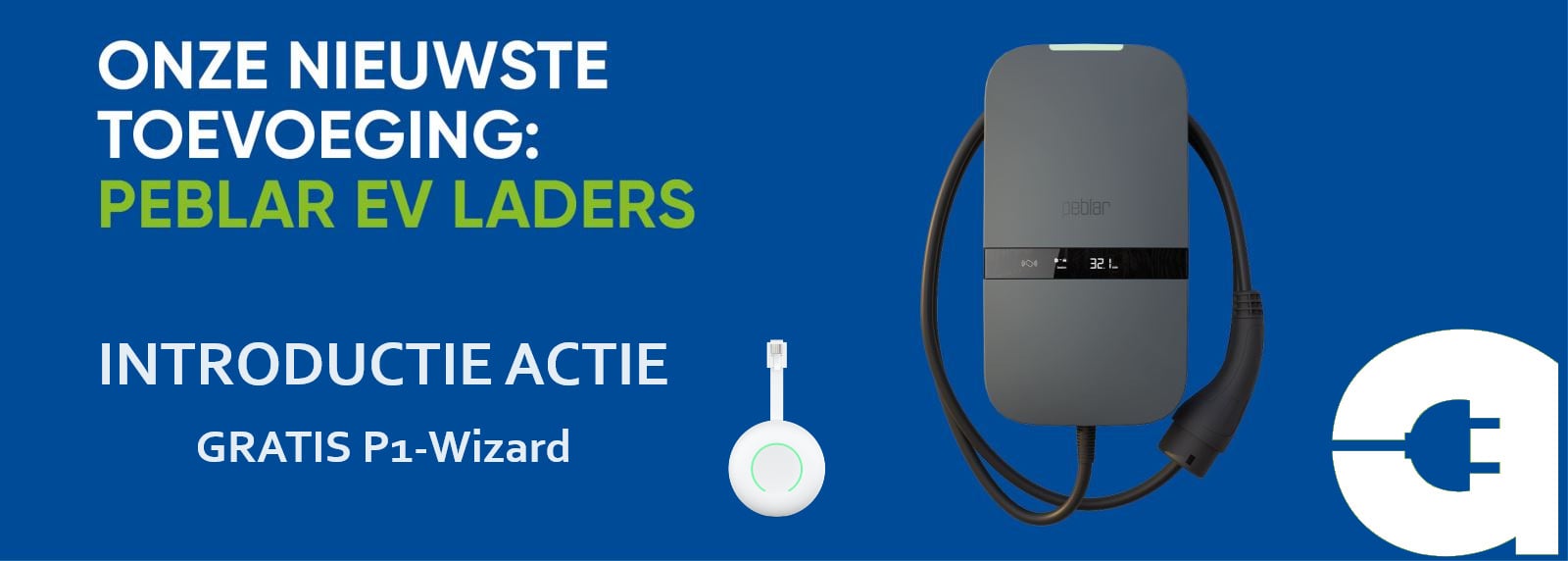 Peblar introductie banner met P1-wizard