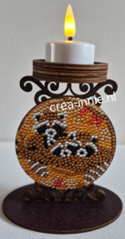 diamond painting houten waxinelicht standaard wasbeer