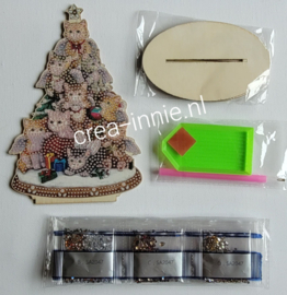 Houten ornament poezen in de kerstboom