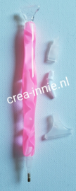 Ergonomische diamond painting pen roze met diverse opzetstukjes