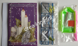 Dubbele kerstkaart kaarsen DDDC1108