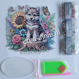 Staand ornament pup met bloemen