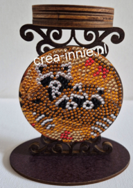 diamond painting houten waxinelicht standaard wasbeer
