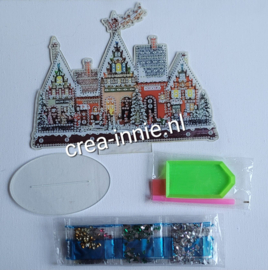 Staand ornament rijtje huisjes