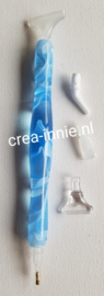 Ergonomische diamond painting pen blauw met diverse opzetstukjes